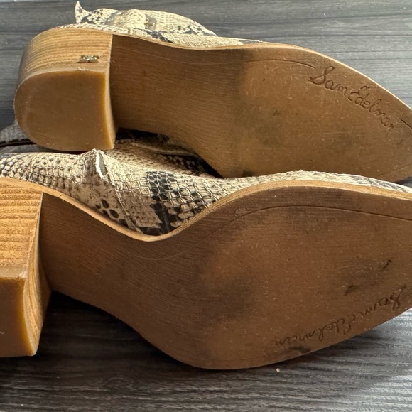 SAM EDELMAN Women's Leather Boots SNAKESKIN PRINT Leonia Booties - Picture 6 of 9